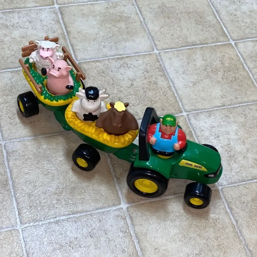 John Deere Green Farm Tractor Toy with Animals